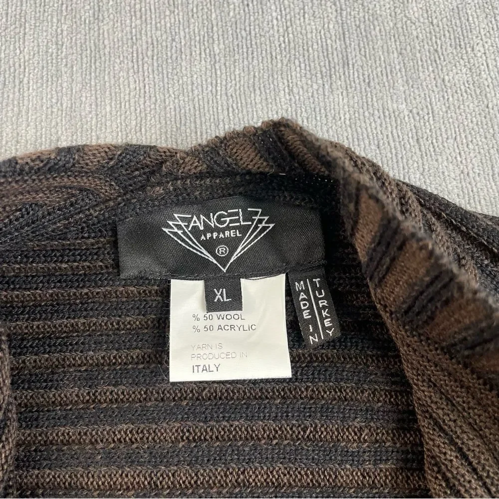 Angel Apparel Wool Blend Open Front Ribbed Asymmetrical Cardigan Sweater - Picture 5 of 9